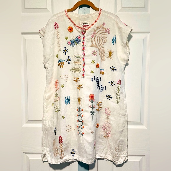Johnny Was | Dresses | Johnny Was Embroidered White Shift ...